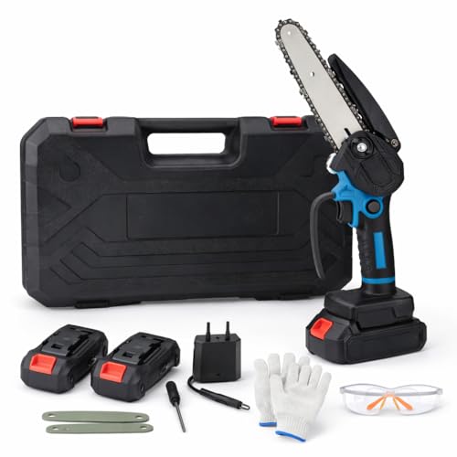 Image of SEESII Mini Chain Saw, 500W Electric Chainsaw with 6-Inch Guide Bar, 2200m /s High-Speed Cutting, Cordless Portable Wood Cutting Saw with Battery & Charger