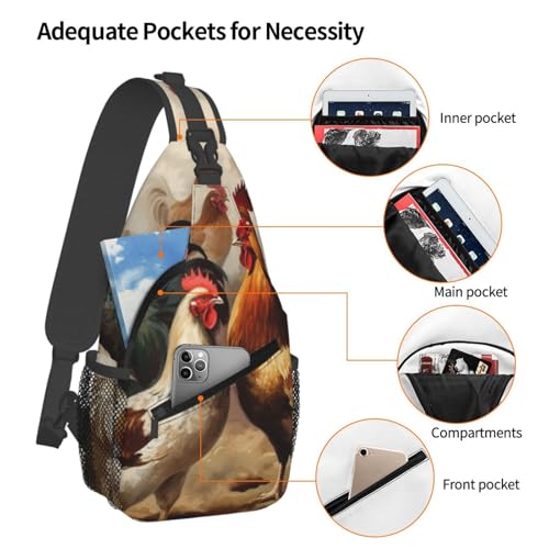 Bolso cruzado para hombre con estampado de gallo y gallina miniatura 4