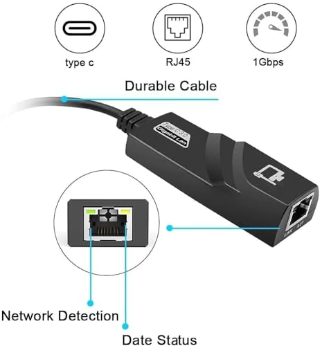 Image of USB-C to RJ45 Gigabit Ethernet LAN Network Adapter, Type-C, 10 /100 Mbps, Compatible with MacBook and Laptops, TD-214TC