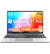 ANTEMPER 14.1 Inch Laptop, Win 11 Laptop Computer, 512GB SSD 8GB RAM, Intel Celeron N4020C, Full ...