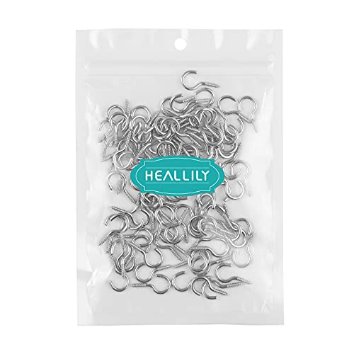 HEALLILY 100 stücke Vernickeln Schraube Haken Tasse Haken für Outdoor Indoor Hängen Zubehör (Silber)