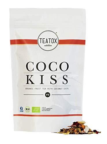 TEATOX Coco Kiss 100% natürlicher Bio Früchtetee mit Kokoschips, Apfel und Hibiskus 70g loser Tee hochqualitativer Grobschnitt