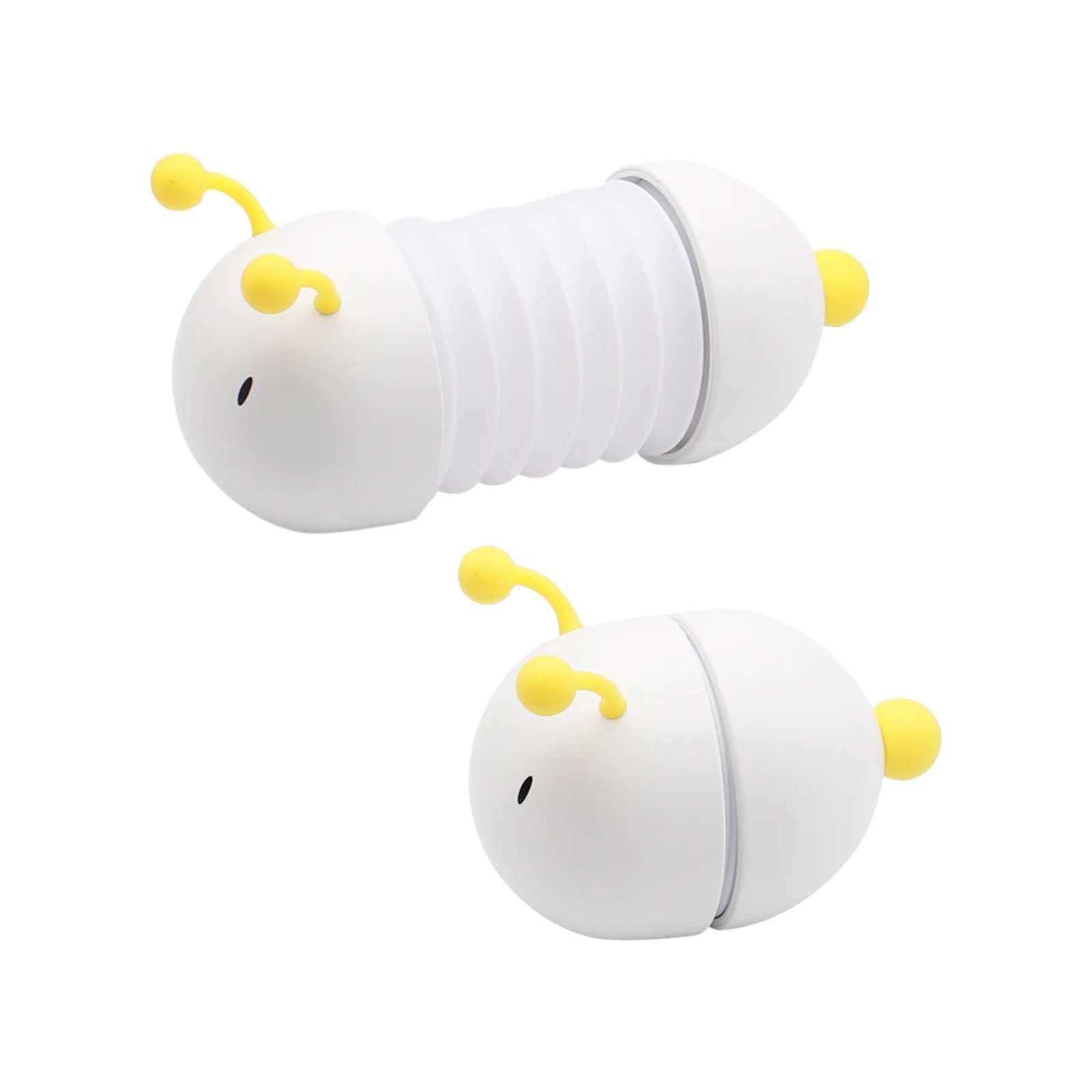 2PCS Cute Lovely Night Light, 250mah Caterpillar Night Lamp LED Desk Folding Lamp Kids Desk Lamp USB Rechargeable Table Lamp Nursery Night Lights Baby Bedside Light for Kids Bedroom (White)