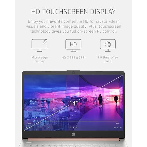 Image of HP 14 Laptop • Back to School Limited Edition with Microsoft 365 • 4-Core Intel CPU • 16GB RAM •1600GB Storage (64GB OnBoard + 512GB External + 1TB OneDrive) • Pink • w /WOWPC Bundle • Win 11