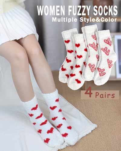 Image of Ginmewrae Fuzzy Socks for Women, Mothers Day Gifts Cozy Warm Fluffy Socks Thick Slipper Socks Birthday Valentine's Day Gifts