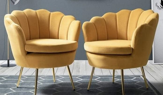FESTIVAL BAZAR Wood Wing Back Chair In Back Rest Sturdy Lounge Accent Chair Models (Set Of 2) (Mustard Yellow)-image-0