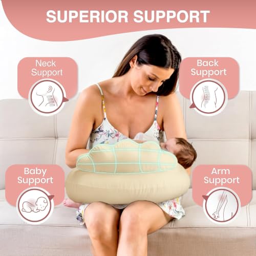 Image of PILLANI Nursing Pillow, Breastfeeding Pillows for Enhanced Safety & Comfort for Mom & Baby, Removable Cotton Cover, Adjustable Waist Strap, Breastfeeding Essentials, Baby Registry Search