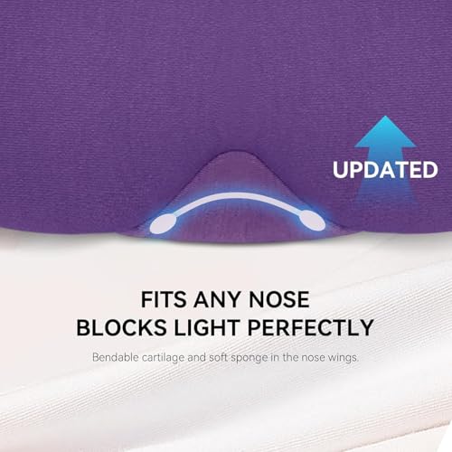 Image of Mavogel Cotton Sleep Eye Mask, Breathable Light Blocking Sleep Mask | Soft Comfortable Night Eye Mask for Men Women, Eye Cover for Travel /Sleeping /Shift Work, Includes Travel Pouch (Purple)