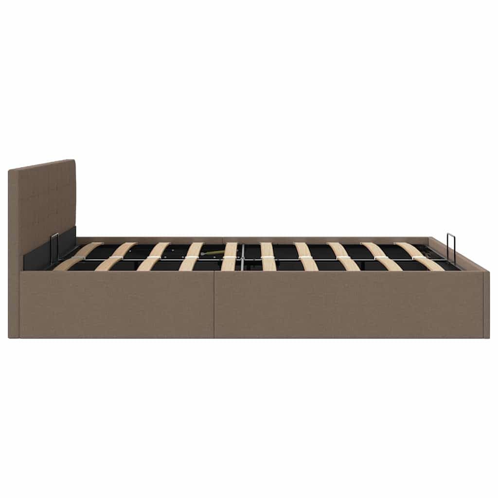 Hydrauliczne łóżko do przechowywania z obiciem materiałowym 160 x 200 cm, kolor taupe, nowoczesny mebel ze stelażem i mechanizmem podnoszenia gazu dla łatwego przechowywania