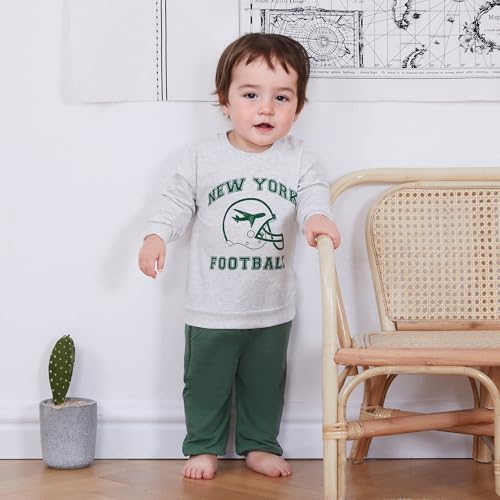 Toddler Baby Football Outfits Sundays are for The Jets Football Sweatshirt Top Pants Set Cute Fall Clothes3