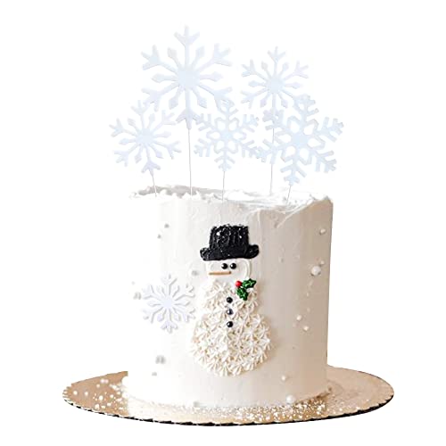 Ercadio 8 Pack Snowflake Cake Toppers Felt White...