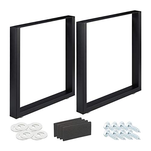 Relaxdays Tischkufen 2er Set, BxH: 70x72 cm, Metall Tischbeine Schreibtisch, Esstisch, Couchtisch, Industrial, schwarz