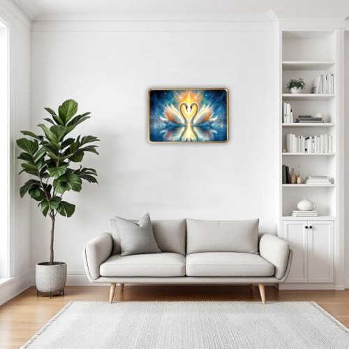 Image of Vastu Swan Pair Photo Frame, Gold, Slim, Sparkle Coated Lamination, for Living Room and Office, 18x24 Inch 53009
