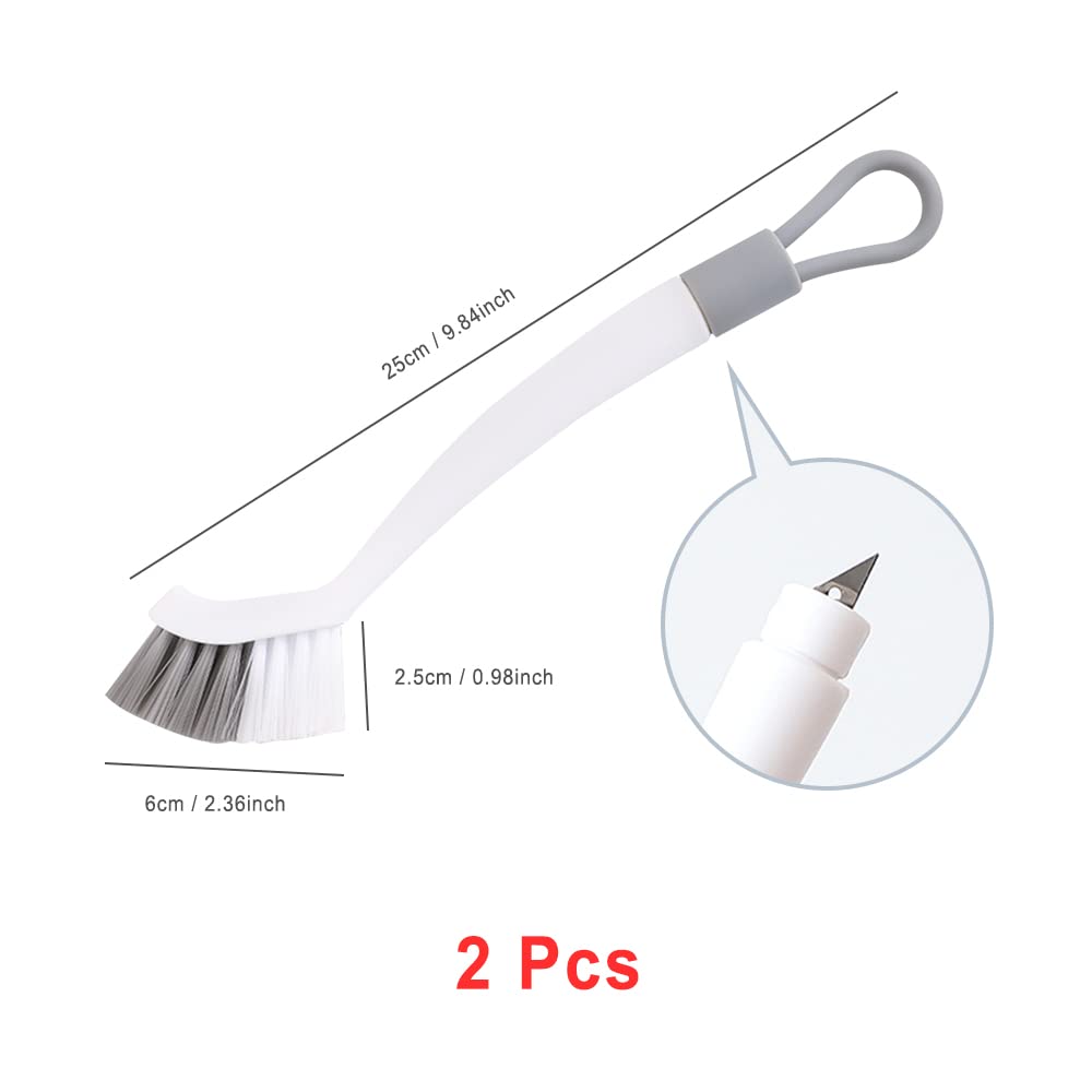 HLIWS Spazzola per la pulizia,spazzola piatti,2 pezzi,bianco grigio,Strumento di rimozione delle macchie integrato,Per Pulizia bagno lavello da cucina