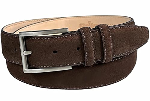 Belts.com 19000 Men's Suede Belt Genuine Leather Casual Dress Belt 1-3/8'(35mm) Wide (Brown, 34)