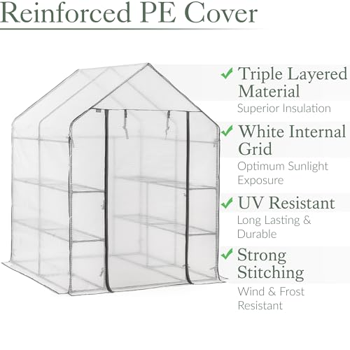 Christow Walk In Greenhouse Cover Replacement, Reinforced Growhouse Cover, H195cm x W143cm x D143cm, Heavy Duty COVER ONLY - Image 4