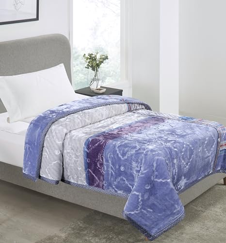 Image of Petals Dreams Snow Drop Blanket Single Bed for Moderate Winter, 900 GSM, 2 Ply, Cloudy Mink Blanket (160x220 cm) (Multicolor)