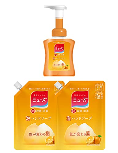 【医薬部外品】ミューズ 泡 ハンドソープ フルーティフレッシュの香り 色が変わる泡 (本体250ml+詰め替え450ml×2個セット) 殺菌 消毒 手洗い 保湿成分配合