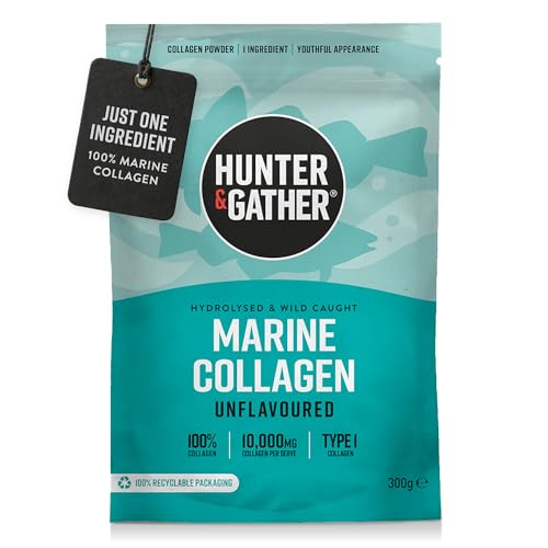 Hunter & Gather Marine Collagen Powder 300g - Pure Unflavoured Premium Hydrolysed Wild Caught Marine Collagen Peptides Powder for Hair Skin Nails Muscles - Collagen Supplements for Women and Men