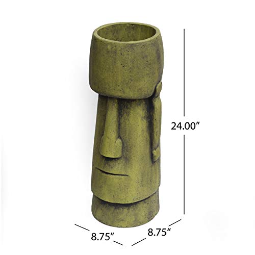 Christopher Knight Home Major Outdoor Easter Island Tiki Urn, Antique Green Finish #TOP7
