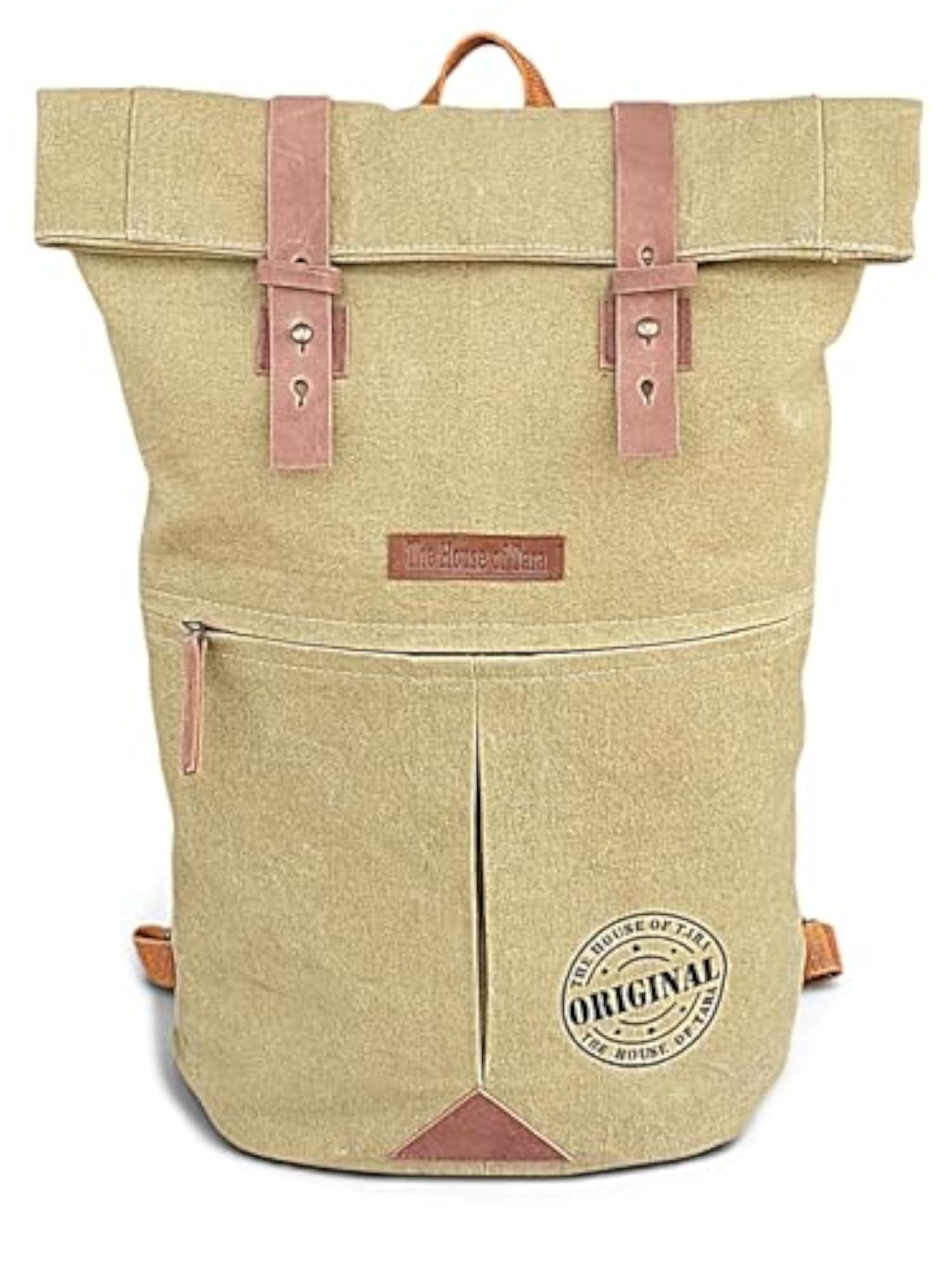 Canvas Backpack for Men and Women, Casual Roll Down Design