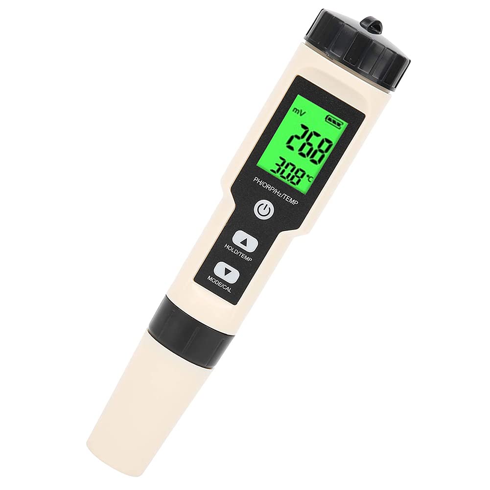 ERNZI Tester di qualità dell'Acqua, misuratore di Temperatura PH ORP Portatile, rilevatore di qualità dell'Acqua H2 4 in 1, con Elevata precisione, per testare l'acqua, Piscine, Laboratori