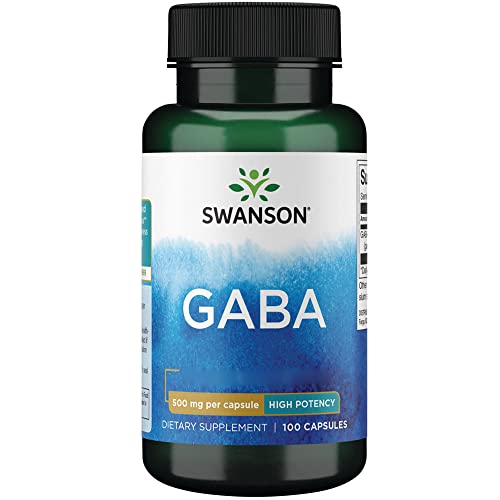 Swanson, GABA, 100 glutenfreie Kapseln, 500mg GABA (Gamma-Aminobuttersäure) je Dosis, Sojafrei, GMO frei, Geschmacksneutral