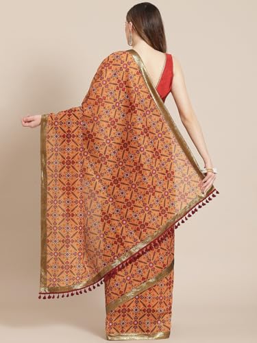 Image of Shae by SASSAFRAS Women Patola Saree With Unstitched Blouse