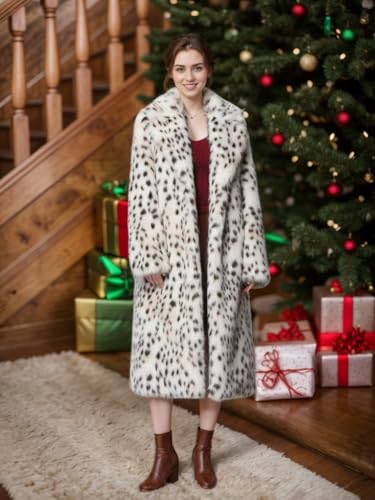 Fashion Lapel Leopard Faux Fur Overcoat Winter Warm Maxi Outerwear for Women3