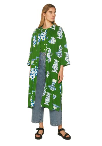Compania Fantastica Kimono largo geométrico verde con estampado de maceta de cerámica, verde, 40