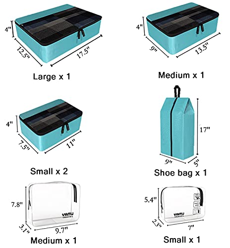 YAMIU Packing Cubes 7-Pcs Travel Organizer Accessories with Shoe Bag & 2 Toiletry Bags - Image 6