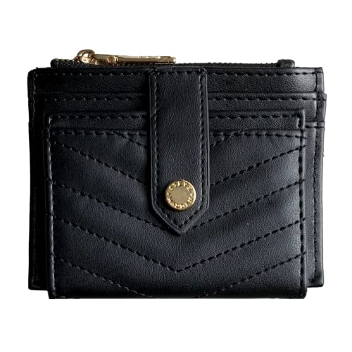 Steve Madden Smooth Quilted Card Case Wallet (BLACK)