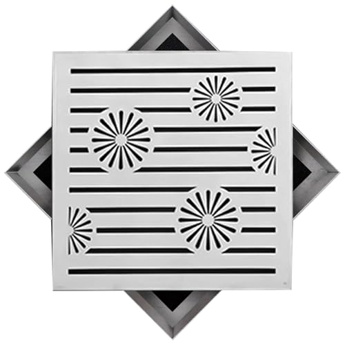304ステンレス鋼マンホール、補強鋼棒付き屋外用凹型スクエア雨水マス 蓋、舗装用汚水枡 蓋、庭用(30x30x3cm/12x12x1in)