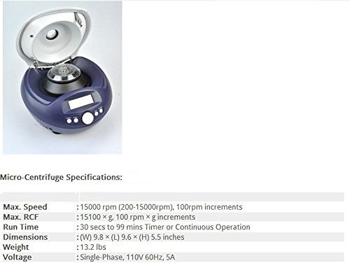 Gowe High Speed osobista mikro-centrifuge 15 000 obr./min (200 – 1500 obr./min), podział 100 obr./min