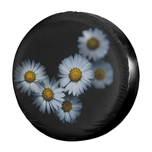 Foruidea Daisy Flower Spare Tire Cover Dust-Proof Wheel Tire Cover Fit Trailer, RV, SUV and Many Vehicle 16 Inch