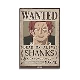 PZXXUEHY Poster dcoratif sur toile  Shanks Wanted  - Impression d'art moderne pour chambre  coucher - 30 x 45 cm