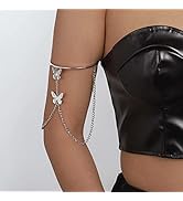 WZNBBOY Bohemian Butterfly Tassel Chain Arm Cuff Punk Open Arm Bracele Cute Upper Arm Cuff Wrap B...