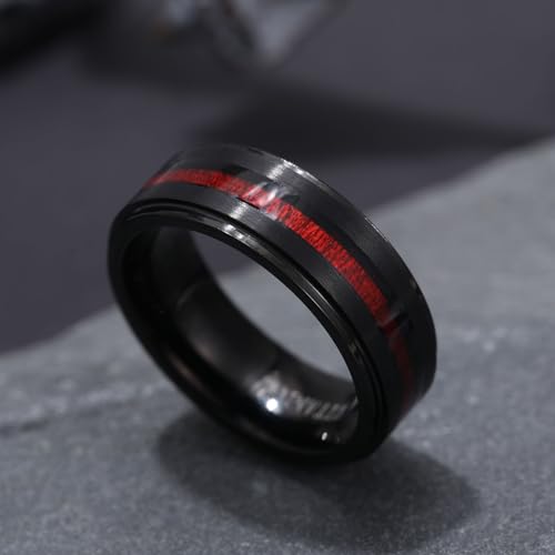 ringheart Couple Rings Black Matching Ring 1CT Red CZ 3pcs Women Wedding Ring Sets for Him and Her Rings Men Band3