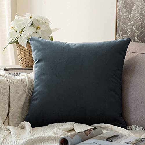 Image of Khooti Velvet Cushion Cover Pack of 1-34 inch x 34 inch / 86 x 86 cm - Dark Grey - Soft Pillow Covers Cushion Case for Sofa Bedroom Livingroom Chair Car, Cushion Cover