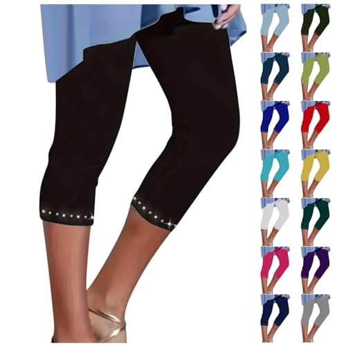Rhinestone Trim Capri Pants