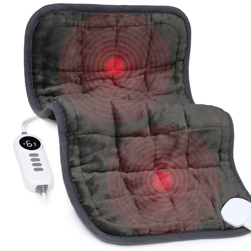 Heating Pad Weighted Heating Pad with Massaging Vibrations 6 Heat Level 4 Massage Modes Electric Heating Pad for Back Pain Relief 2H Auto Off 12x 24