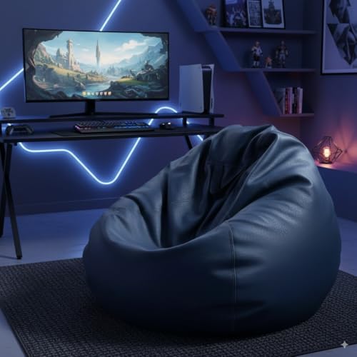 Image of 4XL Tear Drop Bean Bag Cover with Handle (Without Beans) Premium Faux Leather Bean Bag Chair Cover for Adults & Kids Comfortable Lounge Bean Bag Sofa for Living Room & Bedroom