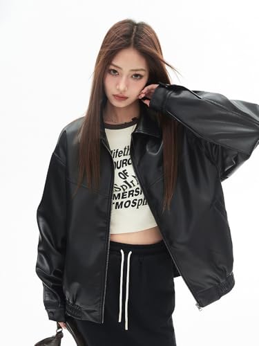 Veste en cuir vintage lâche l'esprit rétro à partager à deux