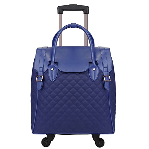 V&NSIXSIX Carry on Luggage for Weekend Business Travel Trolley Suitcase with Universal Wheels Fashion 18-Inch Tote Roller Bag (Blue)