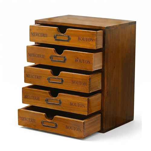 Vintage 5-Drawer Wooden Desk Organizer - Craft Storage - Rustic Shelf Drawer - Home Bedazzling, Rhinestone Organizers and Accessories - Embroidery Floss - Apothecary Cabinet, Art Storage I Stackable