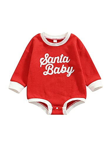 Image of Christmas Baby Boy Girl Outfit Newborn Infant Christmas Romper Santa Baby Jumpsuit Long Sleeve Onesie Clothes
