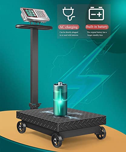 Cxwawsz 660Lb Industrial Floor Platform Scale With Wheels Computing Digital Scale With Accurate Lb/Kg Price Calculator High-Definition Displa Foldable Rechargable For Weighing Luggage Package #TOP5