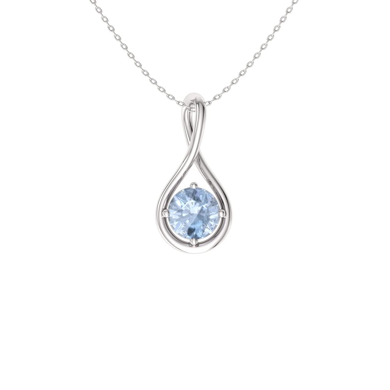 Diamondere Natural and Certified Gemstone Solitaire Petite Necklace in 14k White Gold | 0.40 Carat Pendant with Chain
