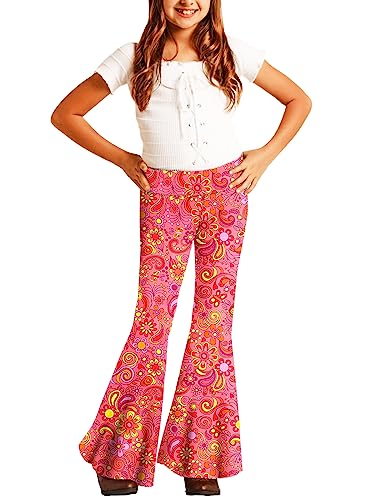 Image of Deerose Girls Halloween Hippie Bell Bottom Pants High Waist Flare Pants 5-14 Years