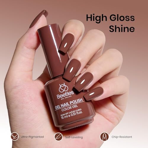 Image of Beetles Brown Gel Polish - Cocoa Luxe 15ML /0.51Fl Oz., Dark Brown Gel Nail Polish, Color-Matched Bottle, Soak-Off UV LED, Long-Lasting Holiday & Fall Nails Art for DIY Beginners & Salon Pros